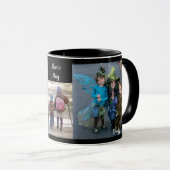 Zwart personaliseer 3 FOTO-TEMPLATE cadeaukoffie Mok (Voorkant rechts)