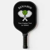 Zwart personaliseer Pickleball-naam, Logo en tekst Pickleball Paddle (Voorkant)
