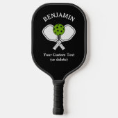 Zwart personaliseer Pickleball-naam, Logo en tekst Pickleball Paddle (Achterkant)