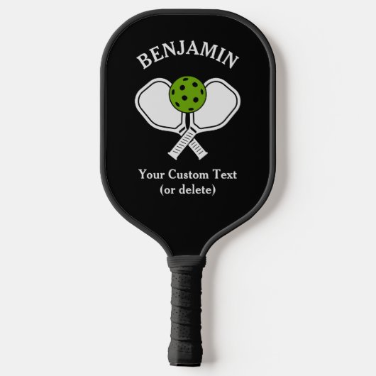 Zwart personaliseer Pickleball-naam, Logo en tekst Pickleball Paddle (Achterkant)
