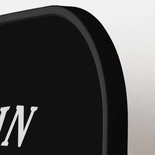 Zwart personaliseer Pickleball-naam, Logo en tekst Pickleball Paddle (Links Detail)