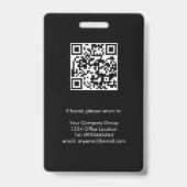 Zwart, Personeelsfoto ID met QR-code, Bedrijf Badge (Achterkant)