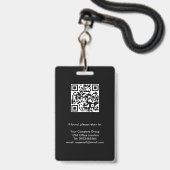 Zwart, Personeelsfoto ID met QR-code, Bedrijf Badge (Achterkant met lanyard)