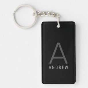 Zwart persoonlijk Initiaal modern monogram Sleutelhanger