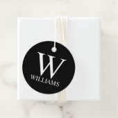 Zwart persoonlijk monogram en naam bedankjes labels (In situ)