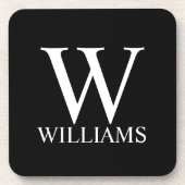 Zwart persoonlijk monogram en naam bier onderzetter (Voorkant)