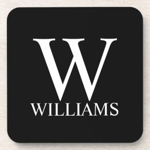 Zwart persoonlijk monogram en naam bier onderzetter