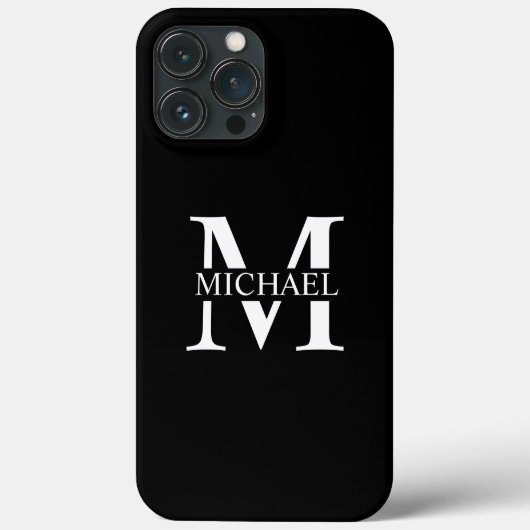 Zwart persoonlijk monogram en naam Case-Mate iPhone case (Achterkant)