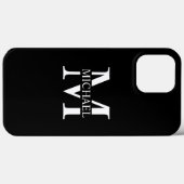 Zwart persoonlijk monogram en naam Case-Mate iPhone case (Achterkant (horizontaal))