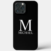 Zwart persoonlijk monogram en naam Case-Mate iPhone case (Achterkant)