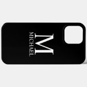 Zwart persoonlijk monogram en naam Case-Mate iPhone case (Achterkant (horizontaal))