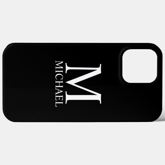 Zwart persoonlijk monogram en naam Case-Mate iPhone case (Achterkant (horizontaal))