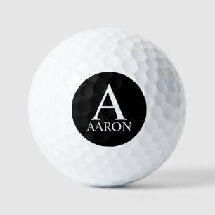 Zwart persoonlijk monogram en naam golfballen