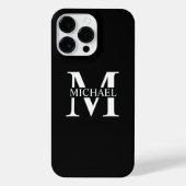Zwart persoonlijk monogram en naam iPhone hoesje (Achterkant)