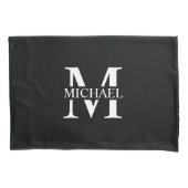 Zwart persoonlijk monogram en naam kussensloop (Voorkant)