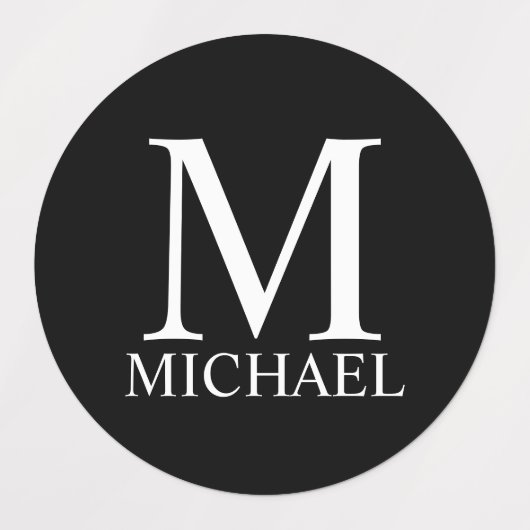 Zwart persoonlijk monogram en naam labels (Design 2)