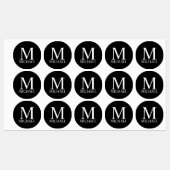 Zwart persoonlijk monogram en naam labels (Vel)