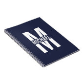 Zwart persoonlijk monogram en naam notitieboek (Rechterzijde)