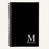 Zwart persoonlijk monogram en naam notitieboek (Voorkant)