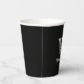 Zwart persoonlijk monogram en naam papieren bekers (Rechts)