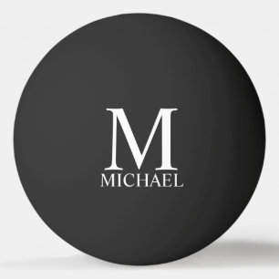 Zwart persoonlijk monogram en naam pingpongbal