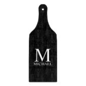 Zwart persoonlijk monogram en naam snijplank (Voorkant)
