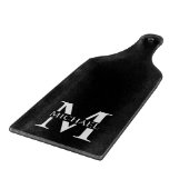 Zwart persoonlijk monogram en naam snijplank (Hoek)