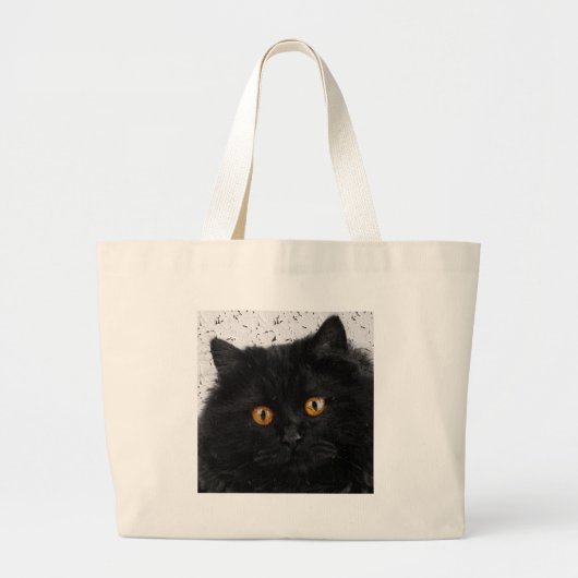 Zwart Perzisch gezicht Grote Tote Bag (Voorkant)