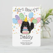 Zwart Perzisch Kat Longhair Verjaardagsfeest Kaart (Staand voorkant)