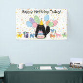 Zwart Perzisch Kat Longhair Verjaardagsfeest Spandoek (Beurs)