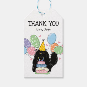 Zwart Perzisch Kat Verjaardagsfeestje Favor Tags Cadeaulabel
