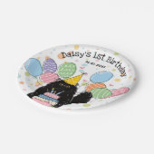 Zwart Perzisch Kat Verjaardagsfeestje Papier Borde Papieren Bordje (Gekanteld)