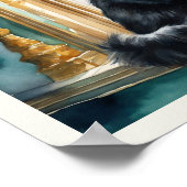 Zwart Perzisch Kat Waterverf Aqua Details Poster (Hoek)