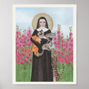 Zwart Perzisch Kat Waterverf Aqua Vaas Poster