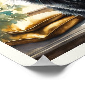 Zwart Perzisch Kat Waterverf Gouden Zonlicht Poster (Hoek)