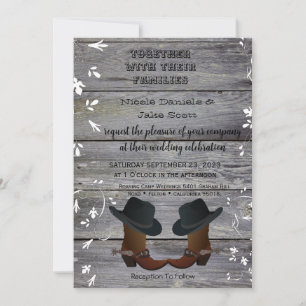 Zwart Pet en cowboylaarzen Country Wedding Kaart