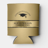 Zwart Pet en gouden streep- Afstuderen Blikjeskoeler (Voorkant)