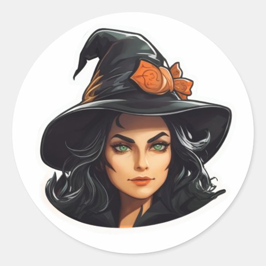 Zwart Pet, Groene Oogheks Ronde Sticker (Voorkant)