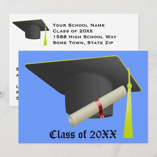 Zwart Pet High School Afstuderen Kaart (Voorkant / Achterkant)