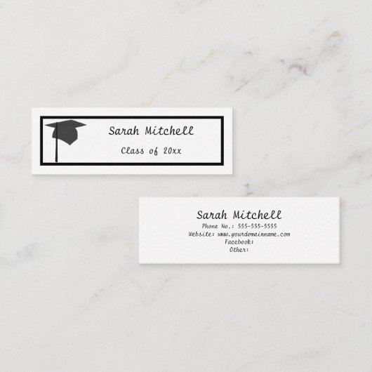 Zwart Pet - Naam Afstuderen Kaarten invoegen Mini Visitekaartje (Voorkant / Achterkant)
