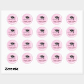 Zwart Pet op roze achtergrond Ronde Sticker (Vel)