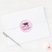 Zwart Pet op roze achtergrond Ronde Sticker (Envelop)