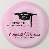 Zwart Pet op roze Ronde Button 6,0 Cm (Voorkant)