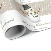 Zwart Pet Sneeuwman Beige Achtergrond Vrolijk kers Cadeaupapier (Rol Hoek)