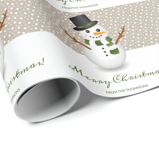 Zwart Pet Sneeuwman Beige Achtergrond Vrolijk kers Cadeaupapier (Rol Hoek)