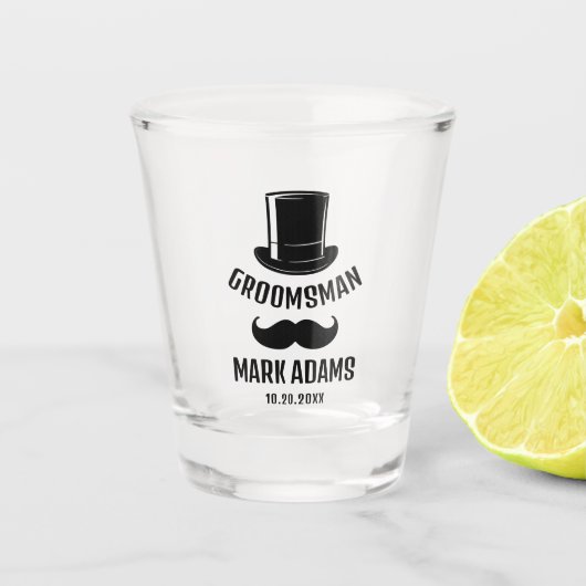 Zwart Pet snor Gentleman  Groomsmen Shot Glas (Voorkant)