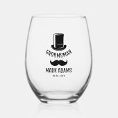 Zwart Pet snor Gentleman  Groomsmen Wijnglas Zonder Voet (Voorkant)