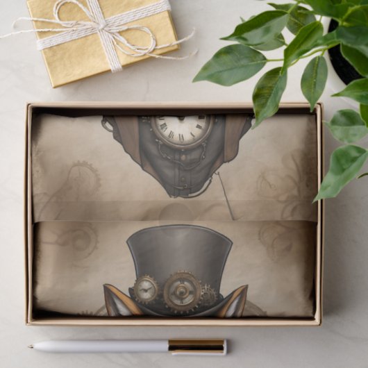 zwart Pet Steampunk Fox Tissuepapier (Geschenk)