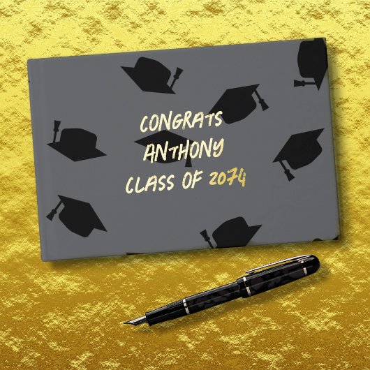 Zwart Petten Tiener Boy Afstuderen Gastenboek