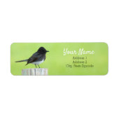 Zwart Phoebe Vogel Adreslabel Etiket (Voorkant)